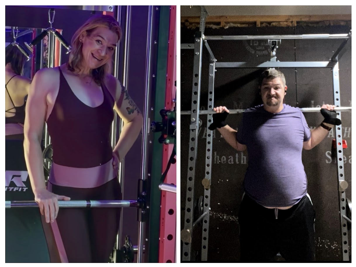 Coach E at two stages of her fitness journey